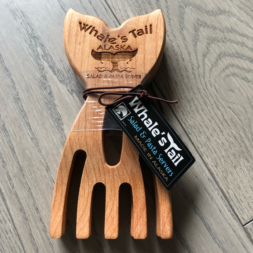 Vintage Whale’s Tail Wooden Salad & Pasta Servers
